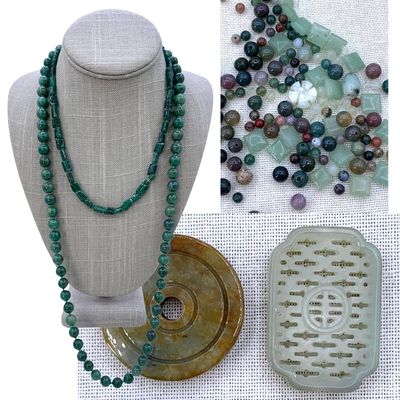 Sale Photo Thumbnail #76: 343 pc Jade and Aventurine Necklaces, Amulets and Loose Polished Gemstone Collection