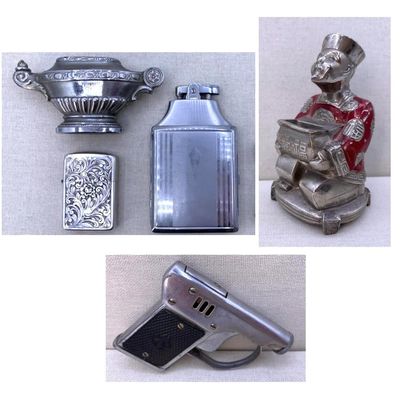 Sale Photo Thumbnail #242: 5 Vintage Cigarette Lighters, Lighter Holders, Ronson Lighter/Cig Case Collection