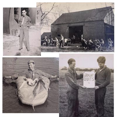 Sale Photo Thumbnail #321: 7 pc 374th/361st Fighter Squadron Personal WWII US Soldier Photo Lot: Germany QUITS, Camp in Belgium