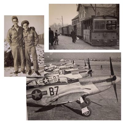 Sale Photo Thumbnail #322: 7 pc 374th/361st Fighter Squadron Personal WWII US Soldier Photo Lot: P-51 Fighter Planes