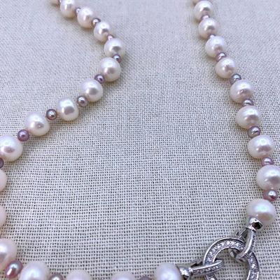 Sale Photo Thumbnail #461: Gleaming Cream and Dusky Plum Baroque Freshwater Pearl Necklace
