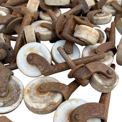 Sale Photo Thumbnail #402: 88 pc Antique White Porcelain Wheels Collection