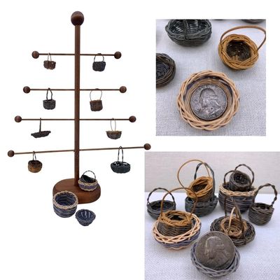 Sale Photo Thumbnail #31: 12 pc Miniature Vintage Folk Art Hand Woven Petite Basket Collection