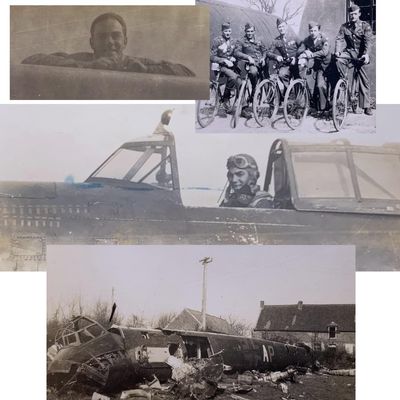 Sale Photo Thumbnail #325: 7 pc 374th/361st Fighter Squadron Personal WWII US Soldier Photo Lot: Lt John Wood P-47 Thunderbolt