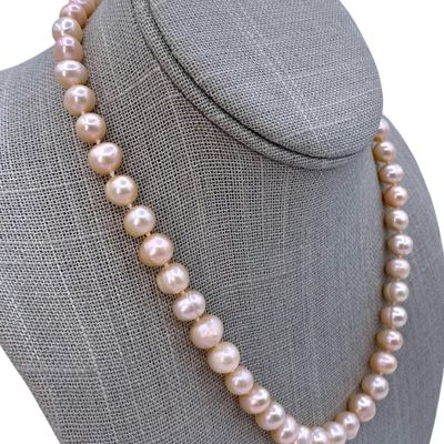 Sale Photo Thumbnail #54: Divine Blushing Apricot Ringed Freshwater Pearl Necklace