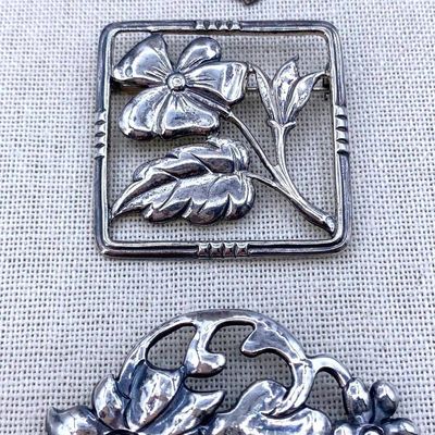 Sale Photo Thumbnail #244: Trio of Lovely Vintage Sterling Silver, 800 Silver, Brooches