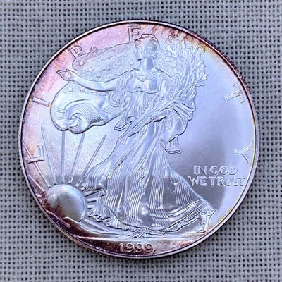 Sale Photo Thumbnail #74: Toned Brilliant Uncirculated 1999 American Eagle Silver Dollar Coin