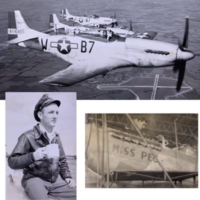 Sale Photo Thumbnail #327: 9 pc 374th/361st Fighter Squadron Personal WWII US Soldier Photo Lot: Capt. E Keplinger, MISS PEG
