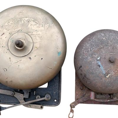 Sale Photo Thumbnail #271: 2 Antique to Vintage Firehouse, Sporting, Schoolhouse Wall Mount Alarm Bells