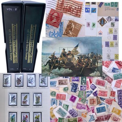 Sale Photo Thumbnail #416: 1400+ Antique to Vintage US and International Postage Stamps and Old Envelopes with 2 Binders
