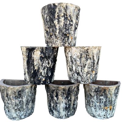 Sale Photo Thumbnail #413: 6 Vintage Faux Bois Birch Bark Half Planter Wall Pockets