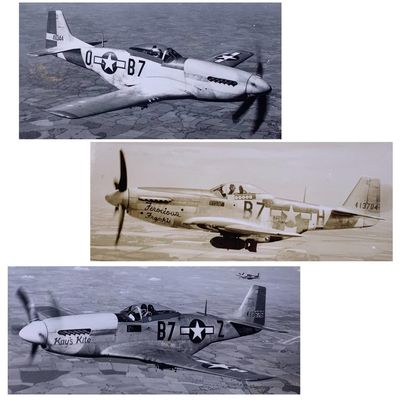 Sale Photo Thumbnail #312: 3 pc 374th/361st Fighter Squadron Personal WWII US Soldier Photo Lot: Ferocious Frankie, Kay's Kite