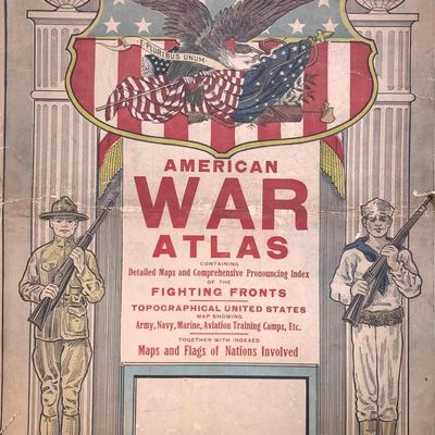 Sale Photo Thumbnail #298: Large 1918 United States at War Antique American War Atlas Map Booklet by George F. Cram Company