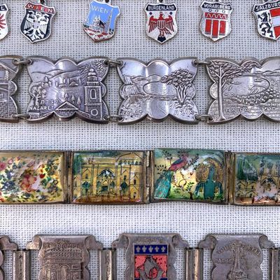 Sale Photo Thumbnail #359: 7 pc Vintage Paris, Jerusalem, Germany, Persia Tourist Souvenir Jewelry Collection