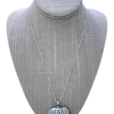 Sale Photo Thumbnail #292: Large Celadon Jade Sterling Silver Elephant Pendant on 925 Italian Chain