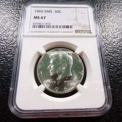 1965 SMS NGC MS67 KENNEDY SILVER HALF DOLLAR