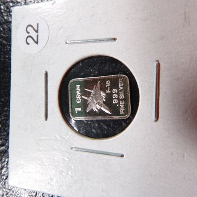 1 GRAM .999 FINE SILVER BAR F-15 JET PLANE