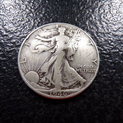1946 WALKING LIBERTY SILVER HALF DOLLAR BENT / DENTED