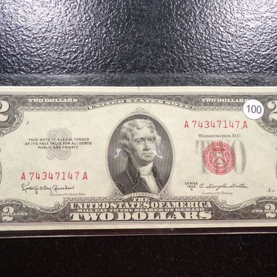 1953-C RED SEAL CRISP PAPER $2 UNITED STATES NOTE
