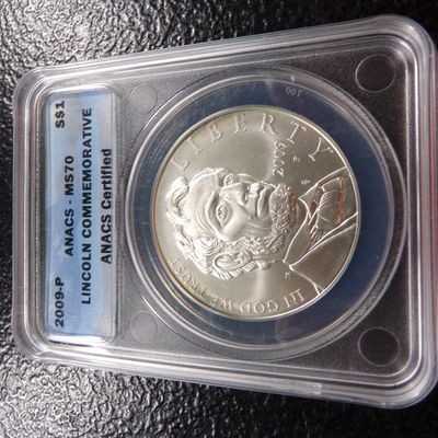 2009-P ANACS MS70 LINCOLN COMMEMORATIVE SILVER DOLLAR