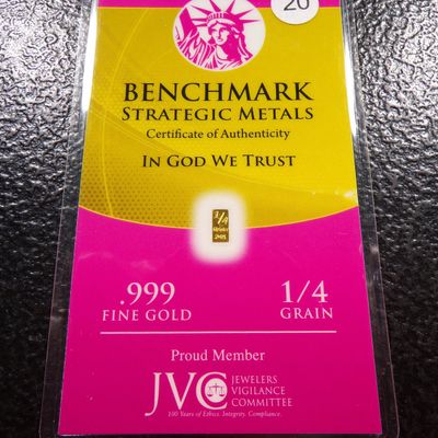 BENCHMARK 1/4TH GRAIN .999 FINE GOLD BAR