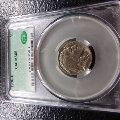 1936-D NGC CAC MS65 INDIAN HEAD BUFFALO NICKEL
