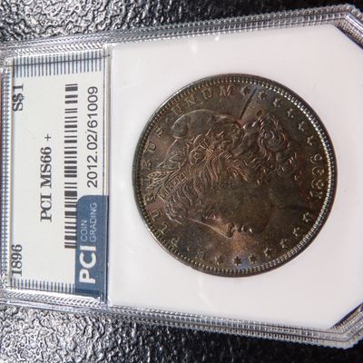 1896 PCI MS66+ WITH TONING MORGAN SILVER DOLLAR