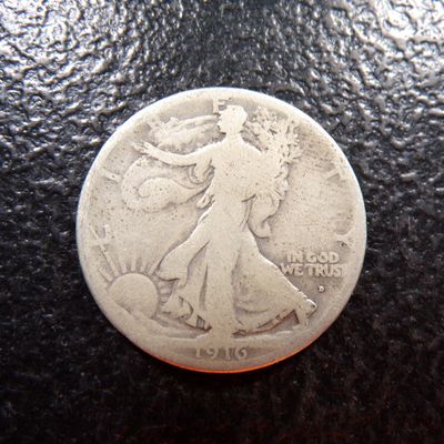 1916-D OBV. WALKING LIBERTY SILVER HALF DOLLAR