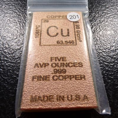 5 OUNCES .999 FINE COPPER BAR
