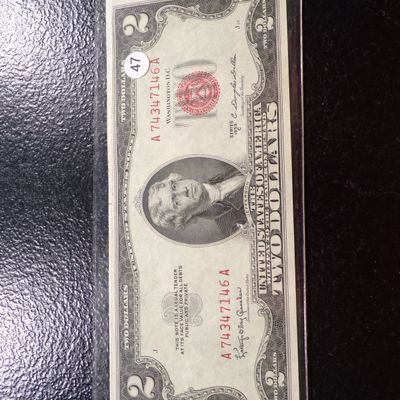 1953-C RED SEAL CRISP PAPER $2 UNITED STATES NOTE
