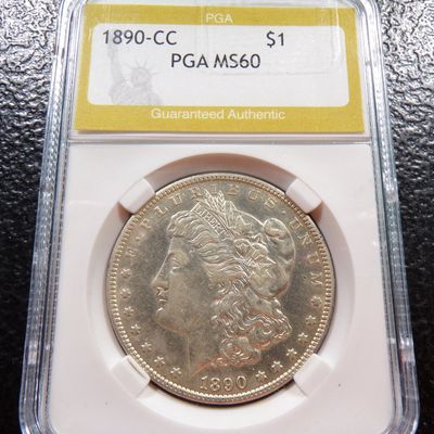 1890-CC PGA MS60 CARSON CITY MORGAN SILVER DOLLAR