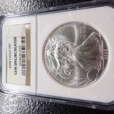 2008 NGC GEM UNCIRCULATED AMERICAN SILVER EAGLE DOLLAR
