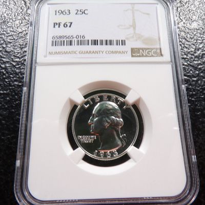 1963 NGC PF67 WASHINGTON SILVER PROOF QUARTER