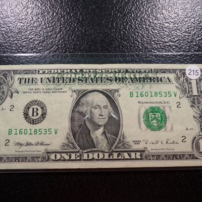 1995 $1 FEDERAL RESERVE NOTE MINT ERROR OFFSET PRINTING