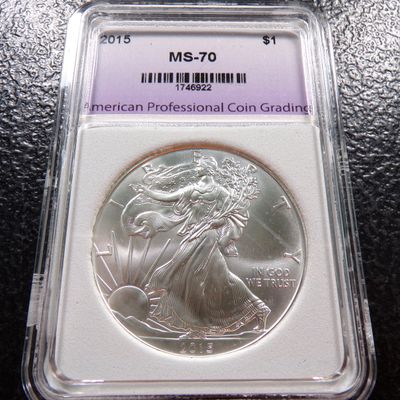 2015 APCG MS-70 AMERICAN SILVER EAGLE DOLLAR