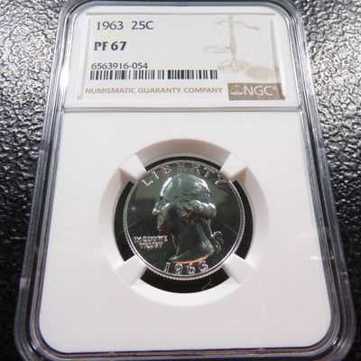 1963 NGC PF67 WASHINGTON SILVER PROOF QUARTER