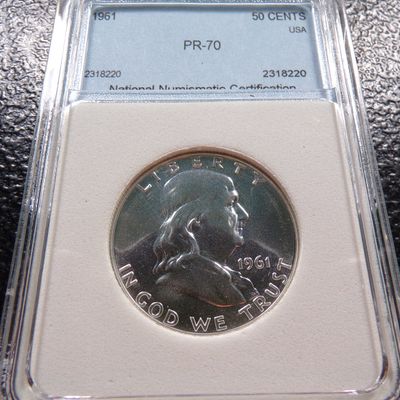 1961 NNC PR-70 FRANKLIN SILVER PROOF HALF DOLLAR