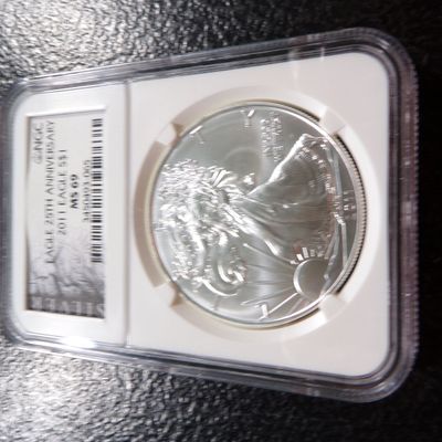 2011 NGC MS69 25TH ANNIVERSARY AMERICAN SILVER EAGLE DOLLAR