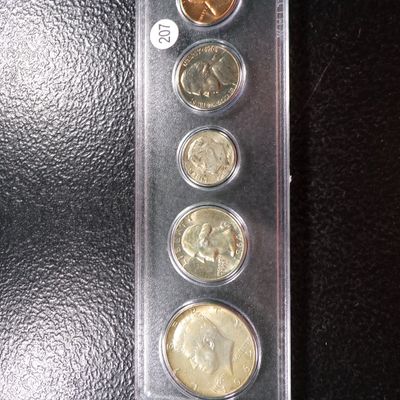 1964 YEAR 5 COIN SET MOSTLY SILVER