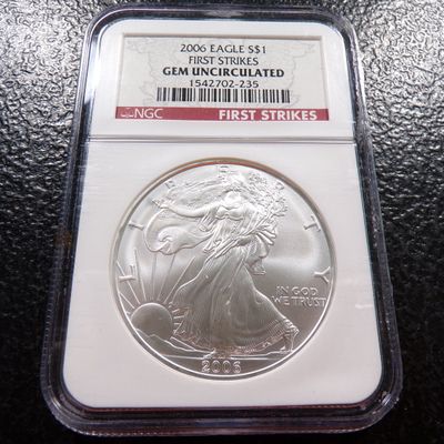 2006 NGC GEM UNCIRCULATED FIRST STRIKES AMERICAN SILVER EAGLE DOLLAR