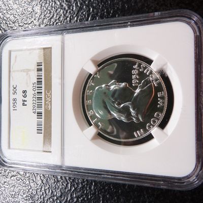 1958 NGC PF68 FRANKLIN SILVER PROOF HALF DOLLAR