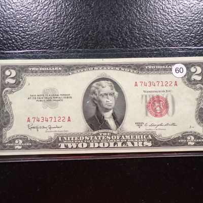 1953-C RED SEAL CRISP PAPER $2 UNITED STATES NOTE
