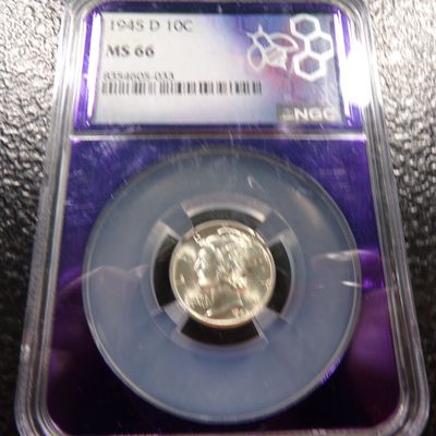1945-D NGC MS66 MERCURY SILVER DIME