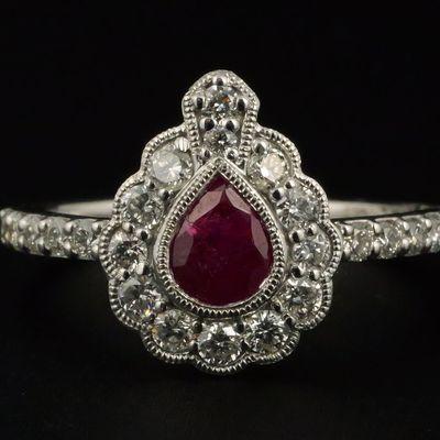 Sale Photo Thumbnail #133: GIA 0.72ct Unheated Ruby Diamond Platinum Ring