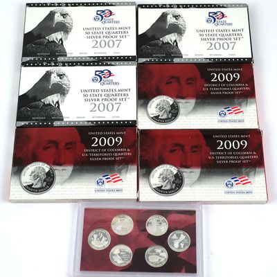 Sale Photo Thumbnail #171: (7) U.S. Mint Silver Proof Quarter Sets 2007-2009