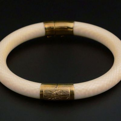 Sale Photo Thumbnail #119: 14K Gold and Ivory Cuff Bracelet