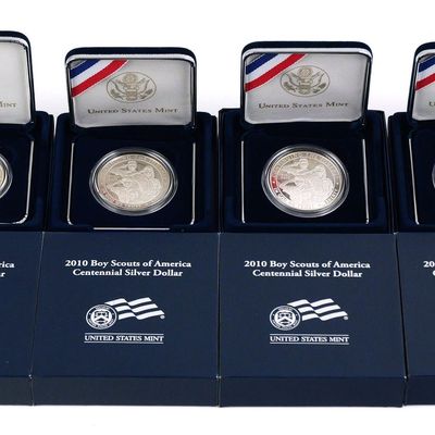 Sale Photo Thumbnail #196: (4) 2010 Boy Scouts Centennial Silver Dollars