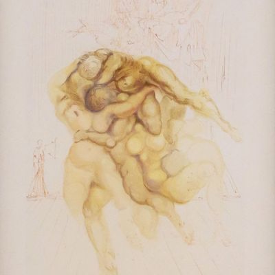 Sale Photo Thumbnail #121: SALVADOR DALI Original Woodcut Inferno 8 COA