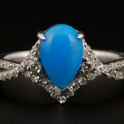 Sale Photo Thumbnail #169: Platinum Turquoise and Diamond Ring