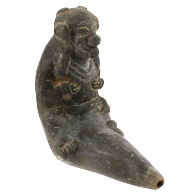 Sale Photo Thumbnail #125: Pre-Columbian Tumaco La Tolita Clay Effigy Pipe